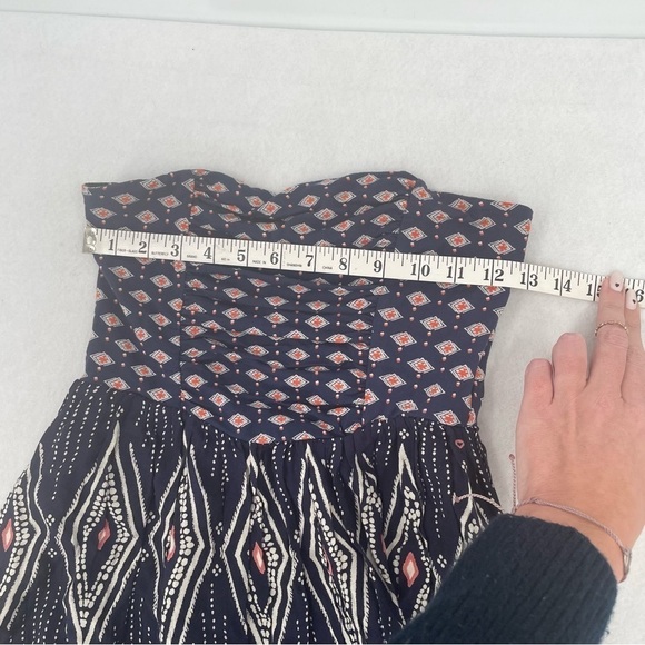 ROXY Womens Strapless Navy Summer Dress Aztec print size: Small - Picture 7 of 8